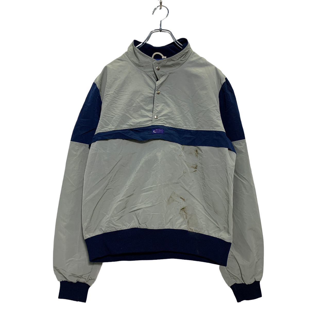 CB Sports ハーフボタン ナイロンプルオーバー L グレー ネイビー 切替