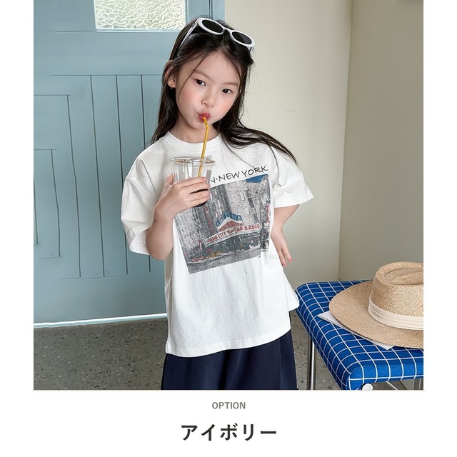 【KID】アメリカンレトロニューヨーク半袖Tシャツ - 3