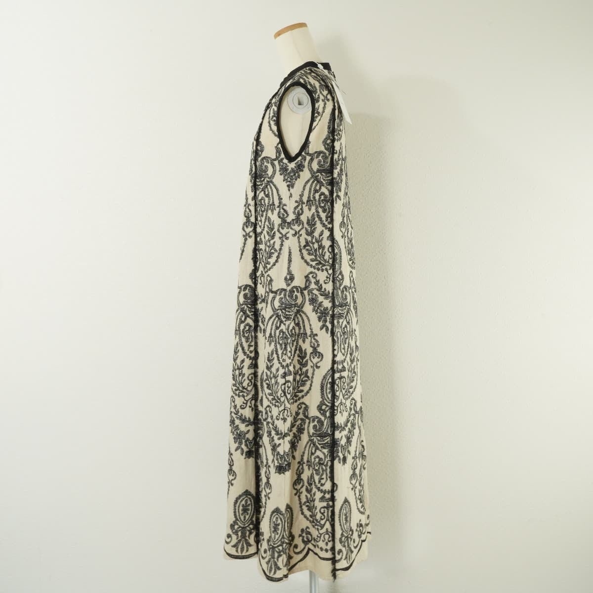 未使用 AMERI アメリ DAMASK EMBROIDERY LINEN DRESS ダマスク エン  