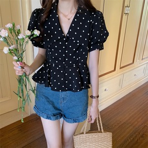 新作入荷、ドット柄半袖シャツ　A0991