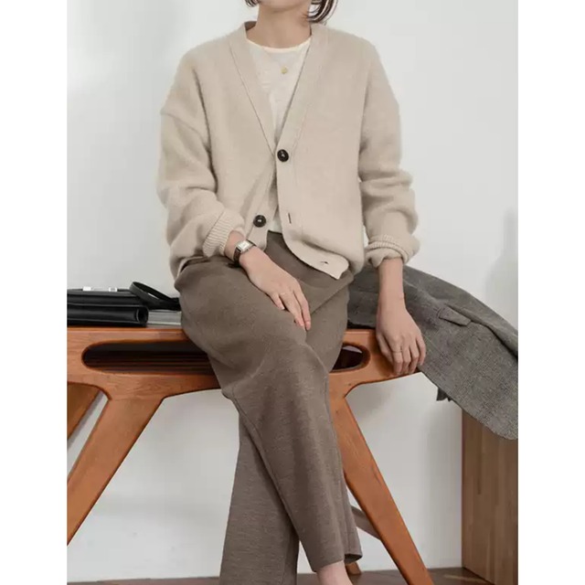 【Vネックベーシックニットカーディガン】P01917