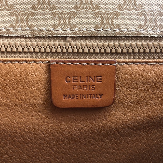CELINE セリーヌ マカダム ショルダーバッグ ベージュ ブラゾン型押し PVCレザー フロントバックル vintage ヴィンテージ オールド gcc4ck