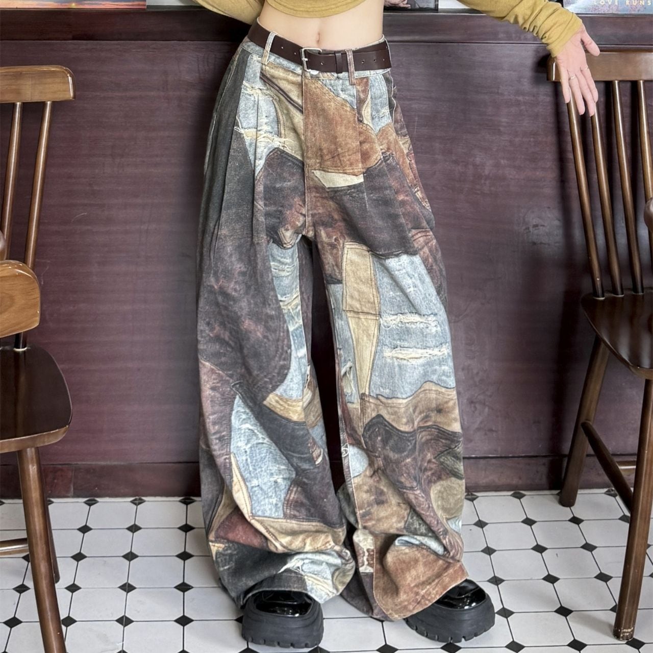 アートグラフィックパッチプリントワイドパンツ R00726