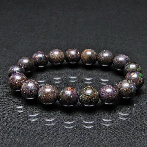 ブラックオパール ブレスレット 12mm おまかせ便 111-17756