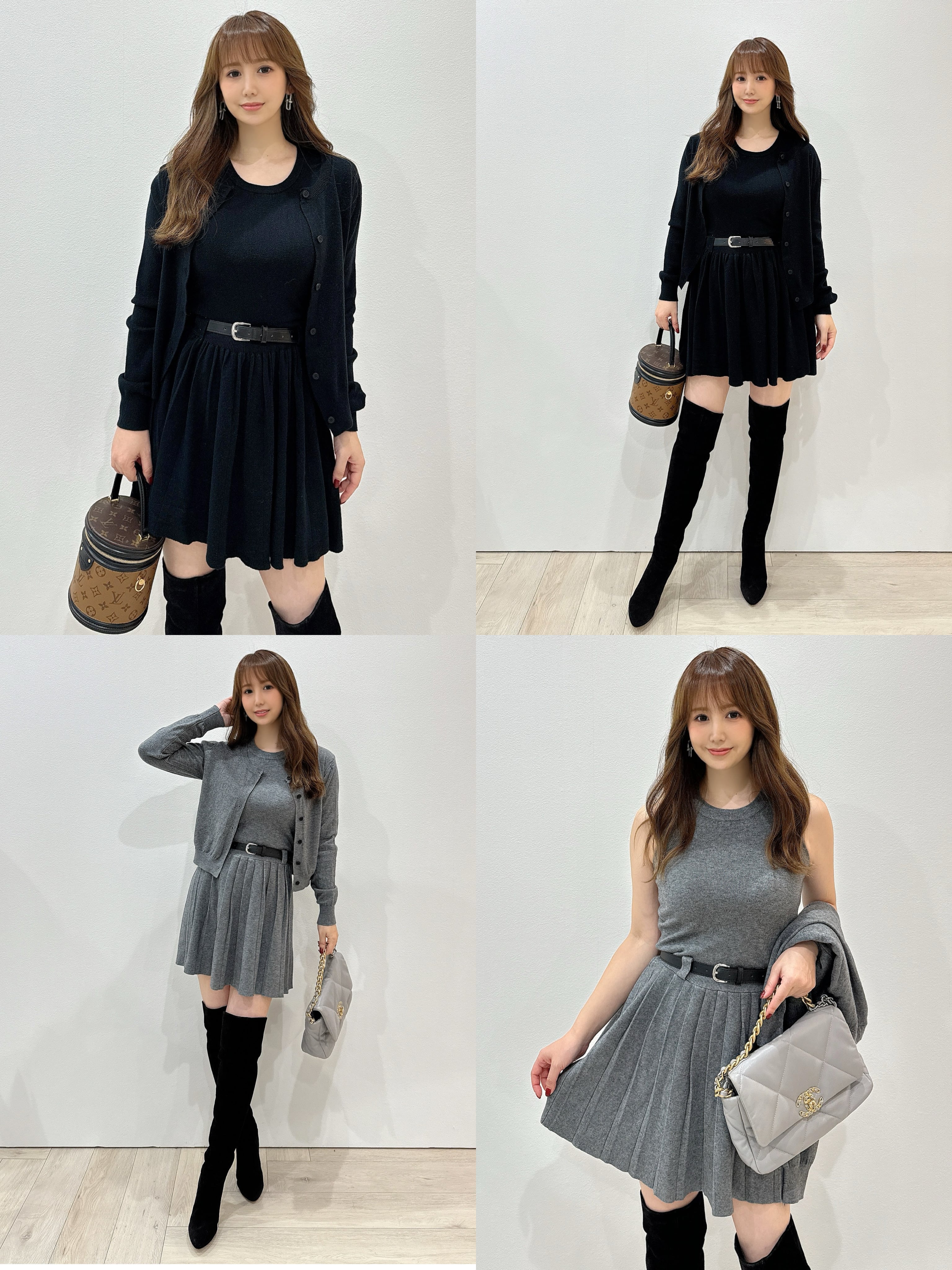プリーツワンピカーディガンセット ベルト付き ￥6,800+tax | mocoa