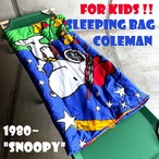 コールマン ビンテージ キッズ スリーピングバッグ スヌーピー SNOOPY 80年代 旧ロゴ 中綿ポリエステル 美品 寝袋 シュラフ COLEMAN N