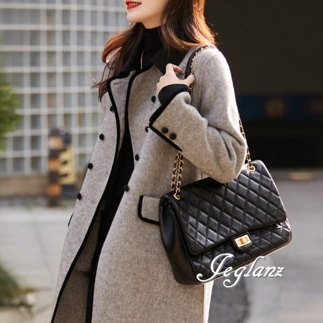 ハーフ丈 ニット コート バイカラー 襟付き ポケット きれいめ（M5134）τ