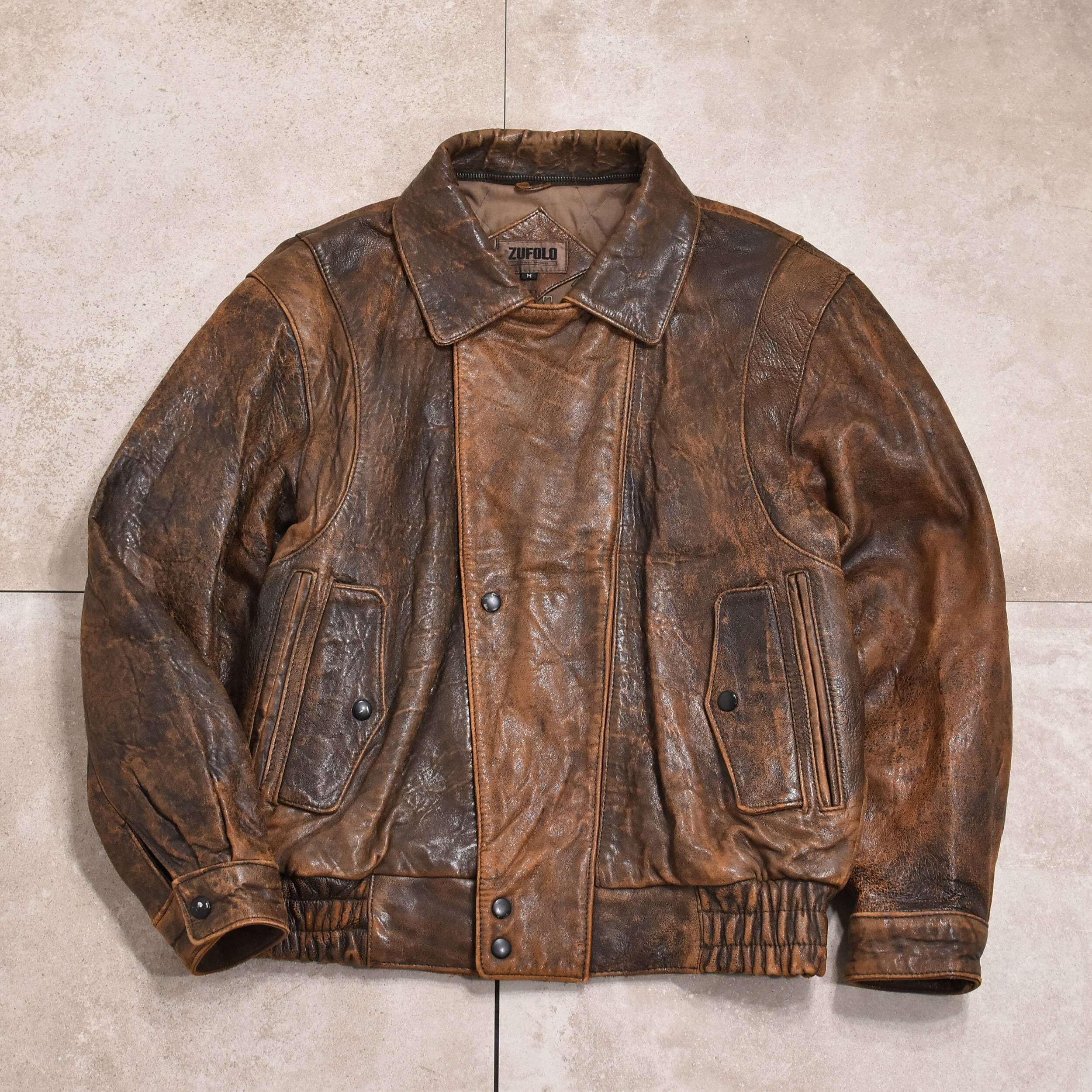 90s aging processing leather jkt | 古着屋 grin days memory 【公式