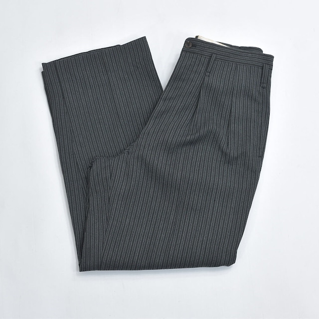 50～60s Vintage ジャガード ストライプ デザイン ワイド シルエット 2タックスラックス トラウザーズ グレー ブラック ヴィンテージ ビンテージ 古着 メンズW30インチ相当