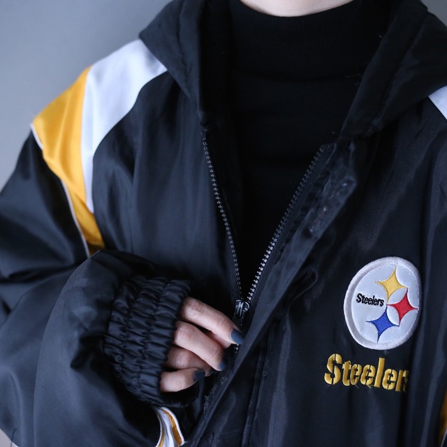 "NFL×Steelers" front and back patch design XXL over silhouette blouson