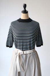 Stripe summer silk knit top