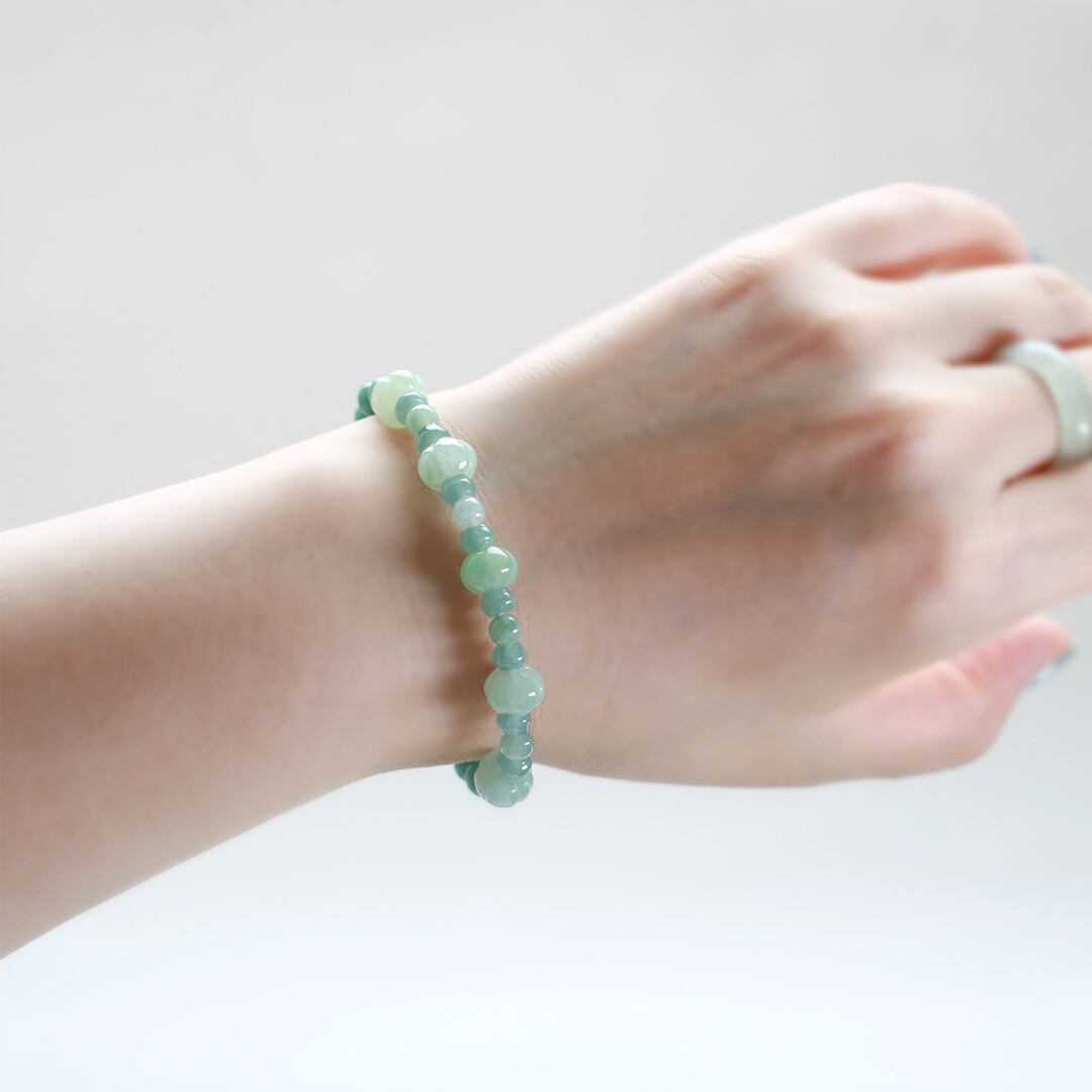 青緑カラー翡翠が涼し気！green pumpkin bracelet A貨翡翠 jd_br1101