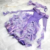 社交ダンス 衣装 スタンダード ドレス ワンピース パーティドレス 紫 パープル系 オフショル 発表会 ICHIOKU イチオク 長袖 ホログラム ファスナー 伸縮性 胸パッド ホースヘア ボリューム 動き フロート チョーカー セット 舞台映え ゴージャス エレガント フェミニン おしゃれ ドレスアップ お呼ばれ パーティー用 特別イベント 着やすい 人気おしゃれ レディース