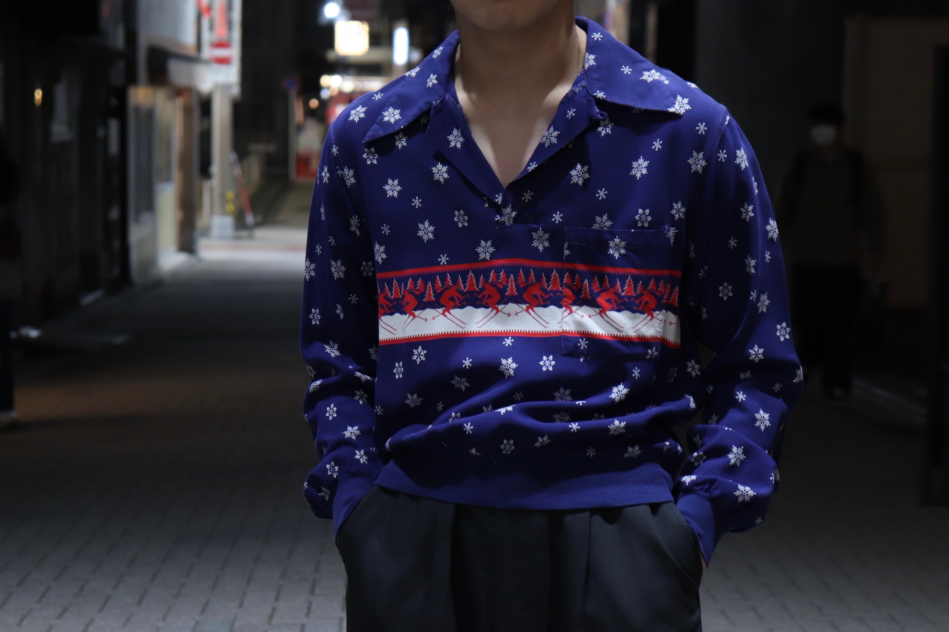 50s Mac Laren Pullover Shirts 50年代 マクローレン プルオーバーシャツ ロカビリーシャツ 雪柄 シャツ レーヨンシャツ A650 Roger S Vintage Used Clothing ロジャース