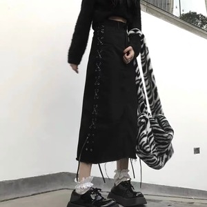 【予約】Side Knitted Design High Waist Long Skirt