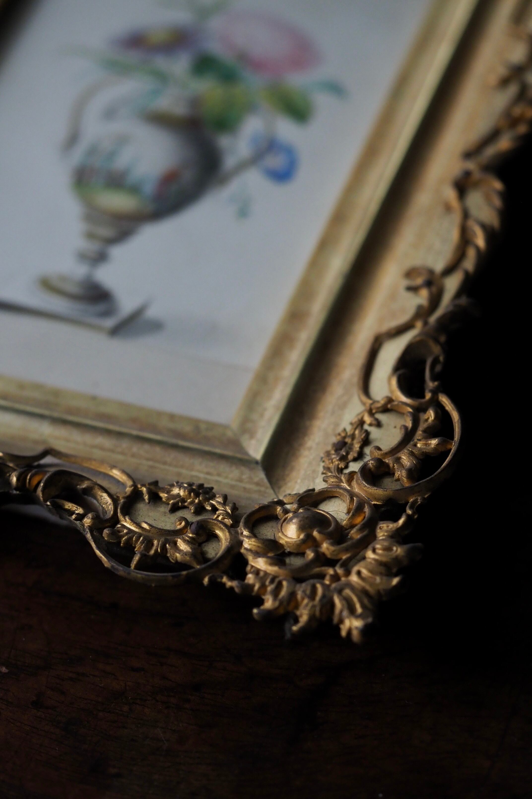 壺と花 オルモル装飾額 No.2-antique gilt bronze frame