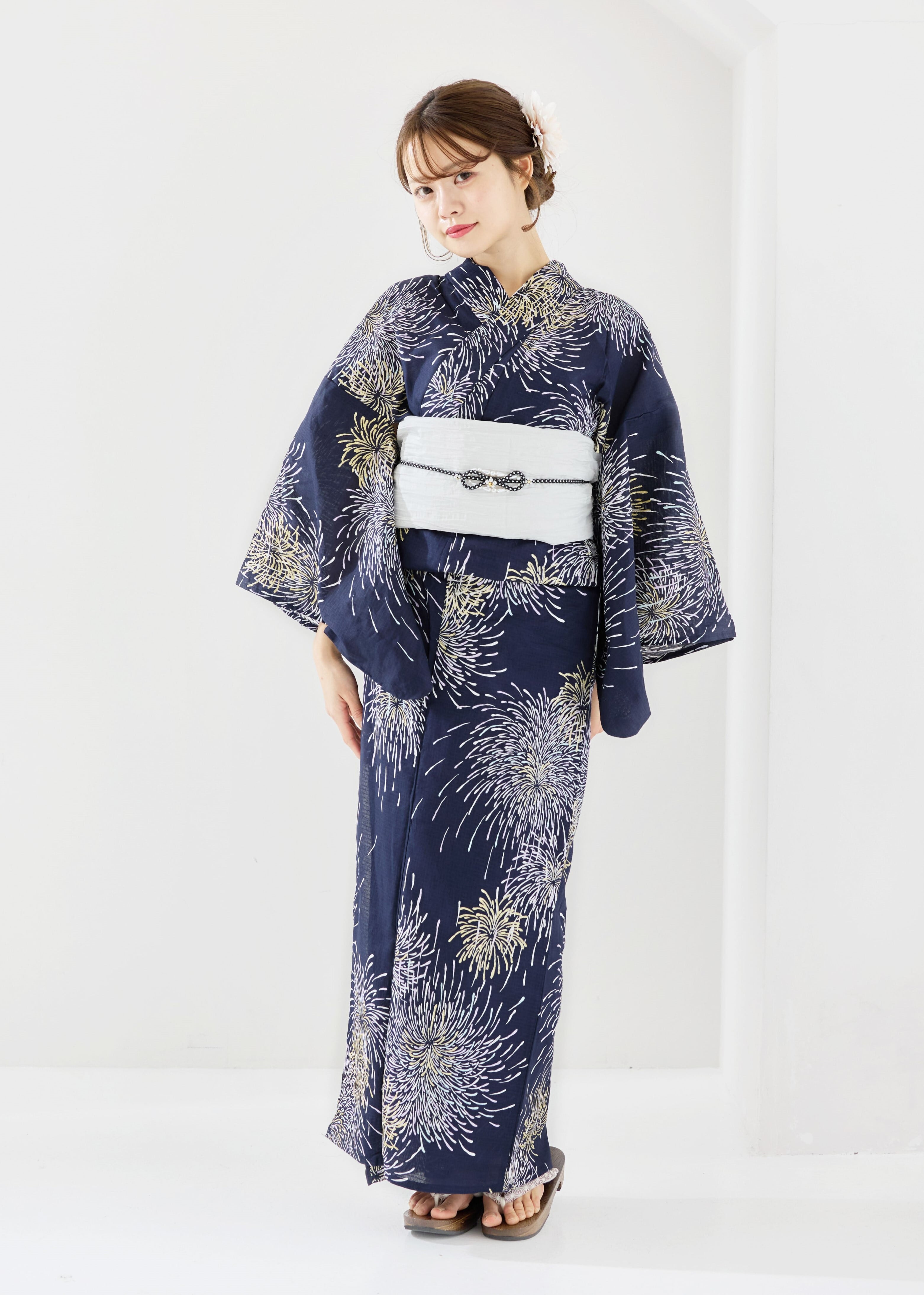 浴衣4点セット 浴衣セット 3点セット 青系[品番：SBEW0020153]｜SOUBIEN（ソウビエン