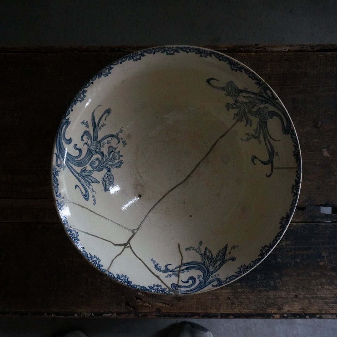 古いフランスの大きな陶器ボウル | Konishi Koffee web shop