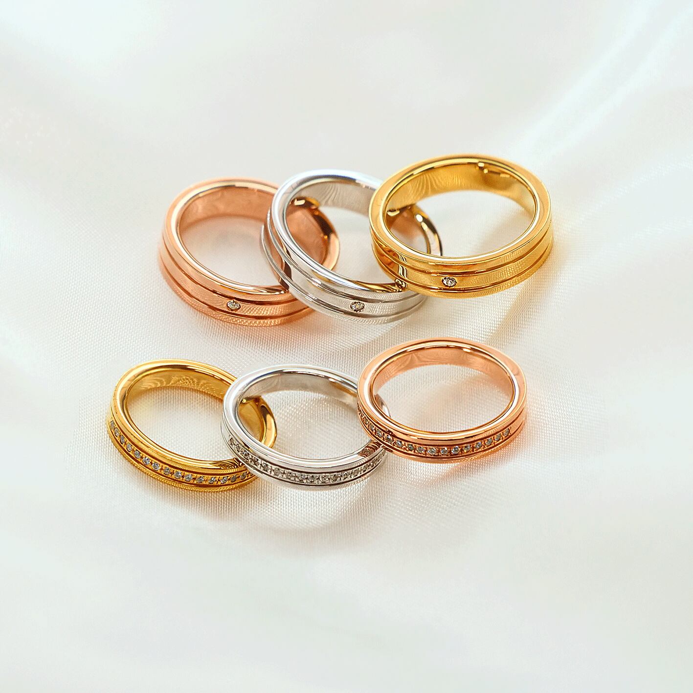 【18金 プラチナ マリッジリング 結婚指輪】K18 Pt950 天然ダイヤモンド 結婚指輪  マリッジリング ペアリング シリーズ023