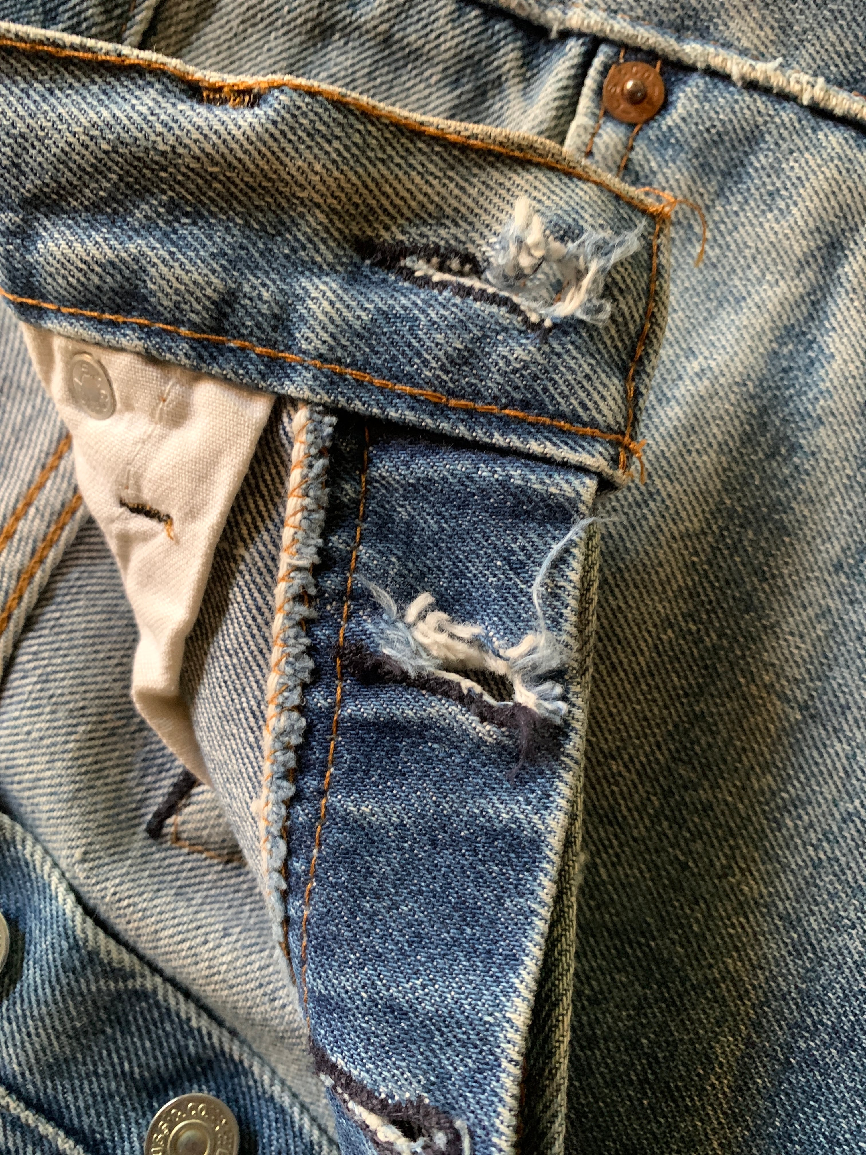 80's Levi's 501 デニムパンツ 赤耳 ボタン裏524  リペア跡あり 良色落ち 実寸(31x29)