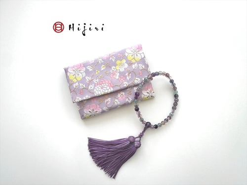 再販‼︎ お念珠入れ　ポケット付き　高級金襴…薄紫の華《送料無料》