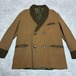 40s スモーキングジャケット ダブルブレスト ショールカラー ブラウン カーキ