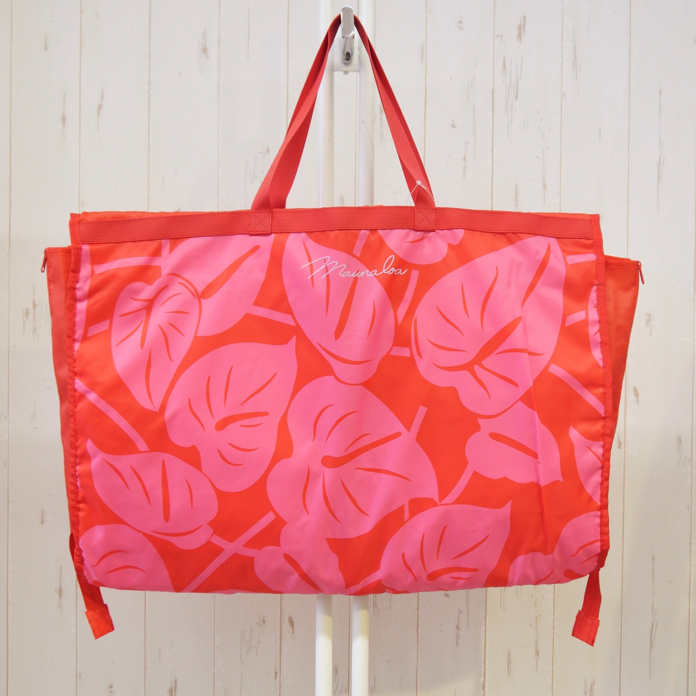★ハワイアン雑貨★マウナロア/maunaloa フラバッグ/衣装持ち運びカバン/ガーメントバッグ/ドレスバッグ<レッド/ピンクモンステラ>
