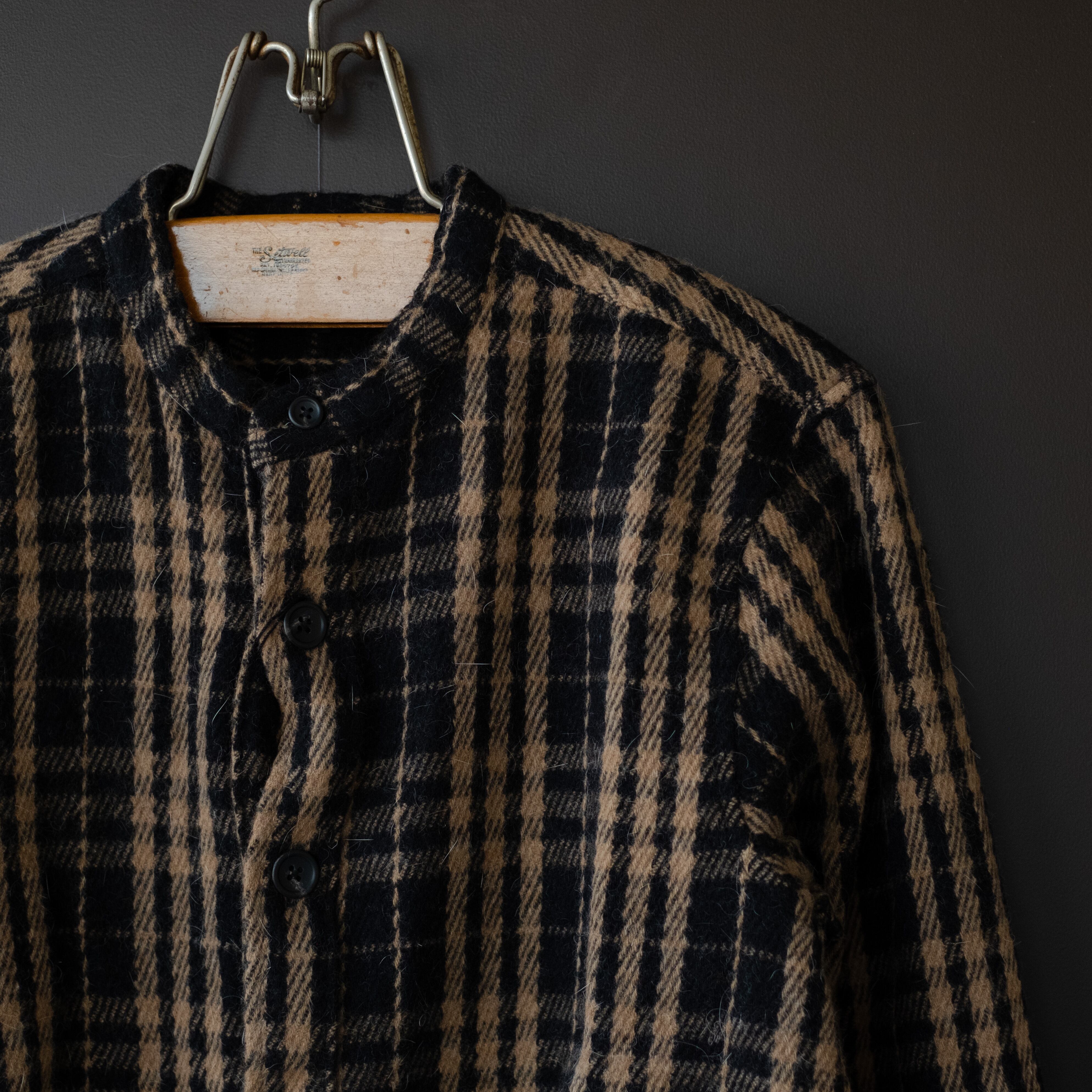 hanakazari】angola mix band collar check shirt | dros dro