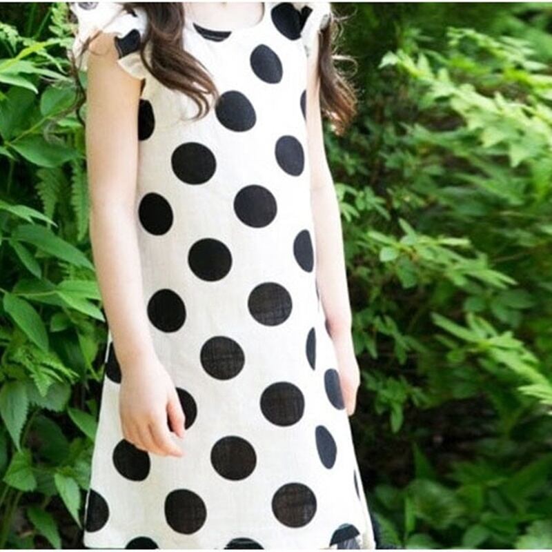 子供服 親子コーデ ワンピース 女の子 キッズ レディース ママ 水玉 ミニ丈 ドレス フリル ホワイト コットン 110 160cm R50 海外子供服専門通販サイト リーファ