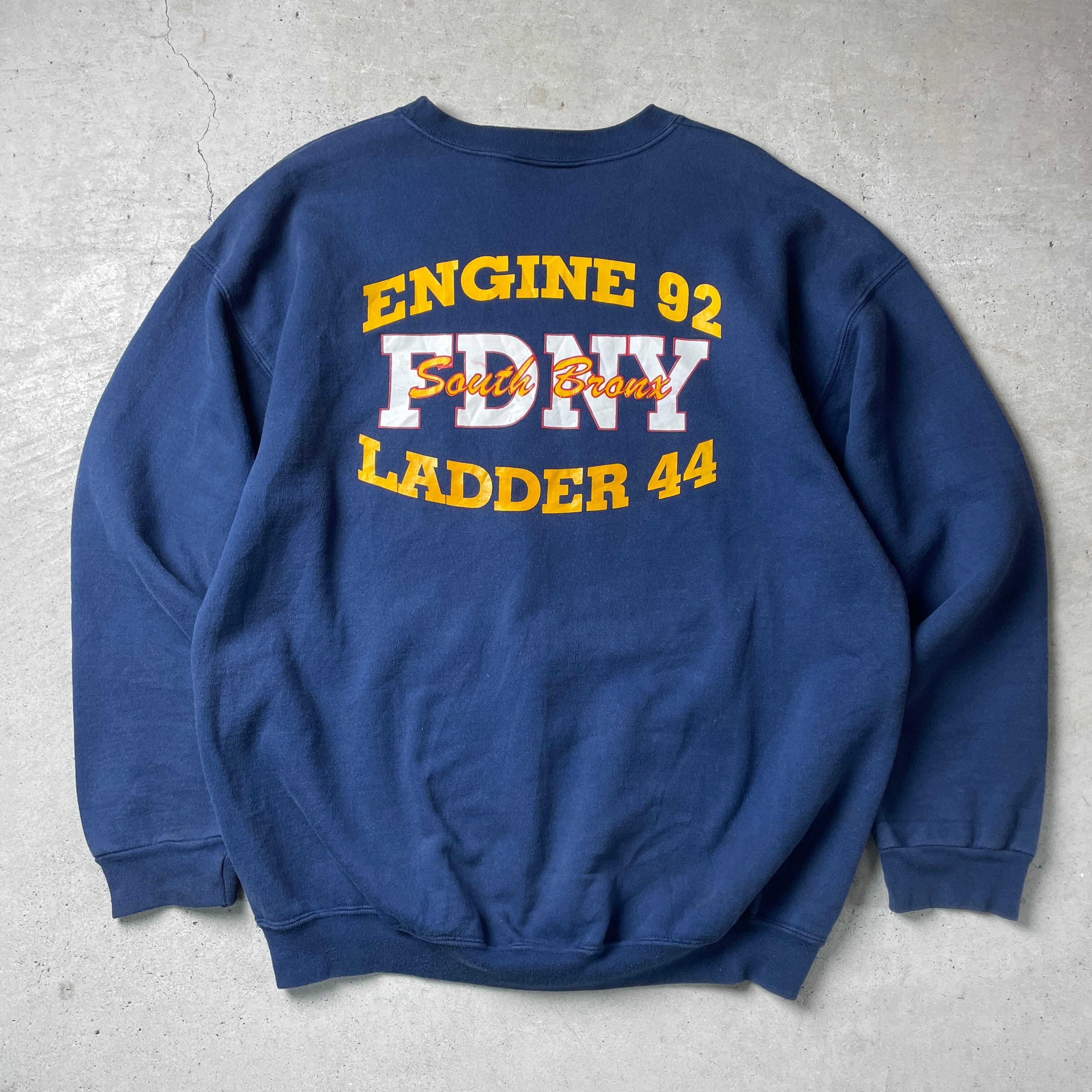 90年代 FDNY BRONX 消防署 両面プリント スウェットシャツ メンズXL