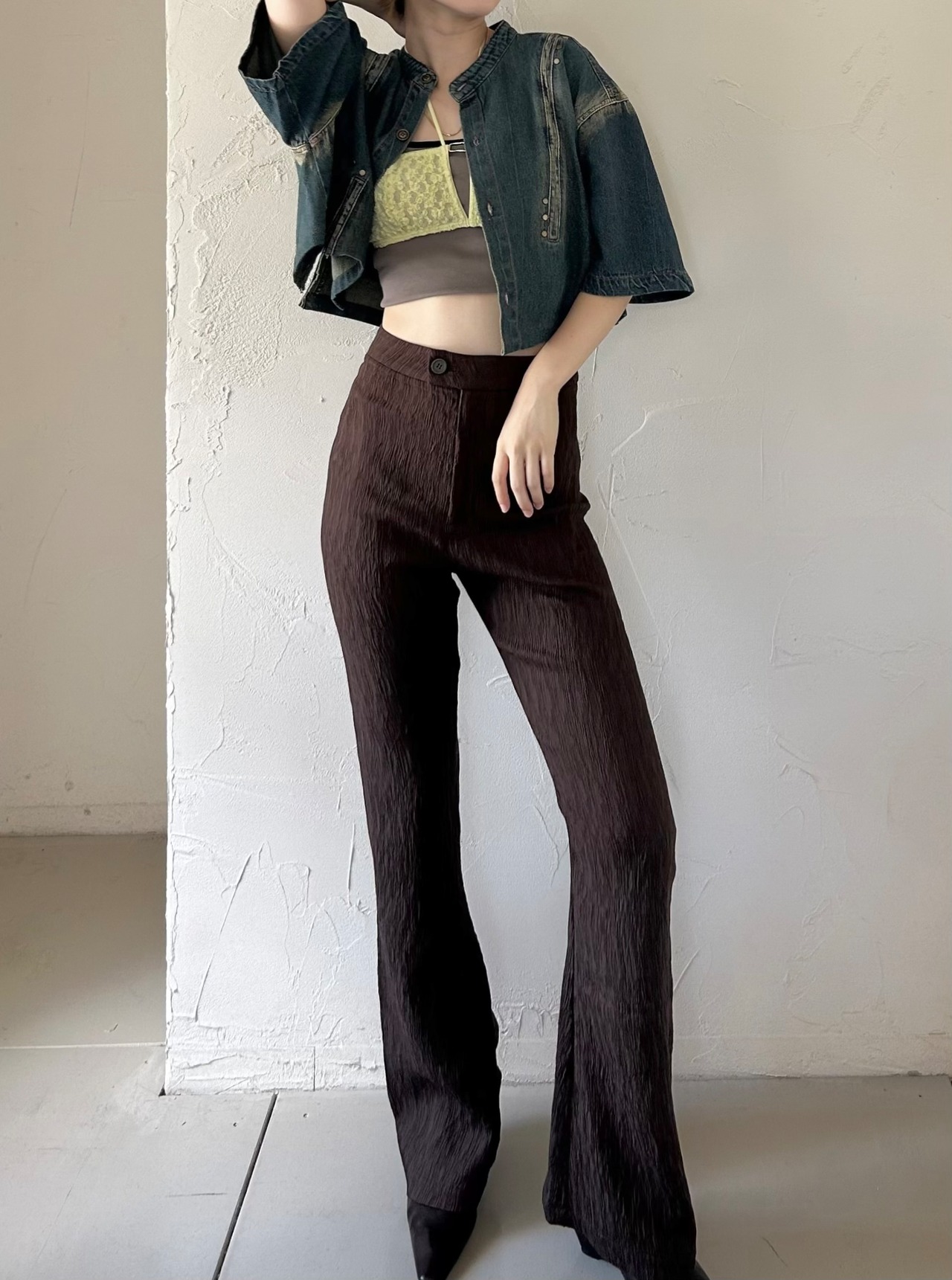 Denim Studs Short Shirt  / VINTAGE BLUE - 2