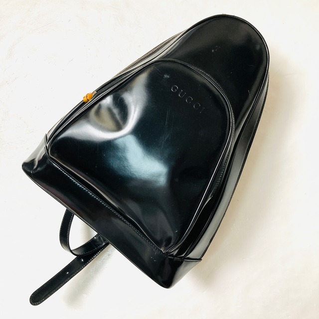 【Used】GUCCI パテントレザー バンブー ショルダーバッグ