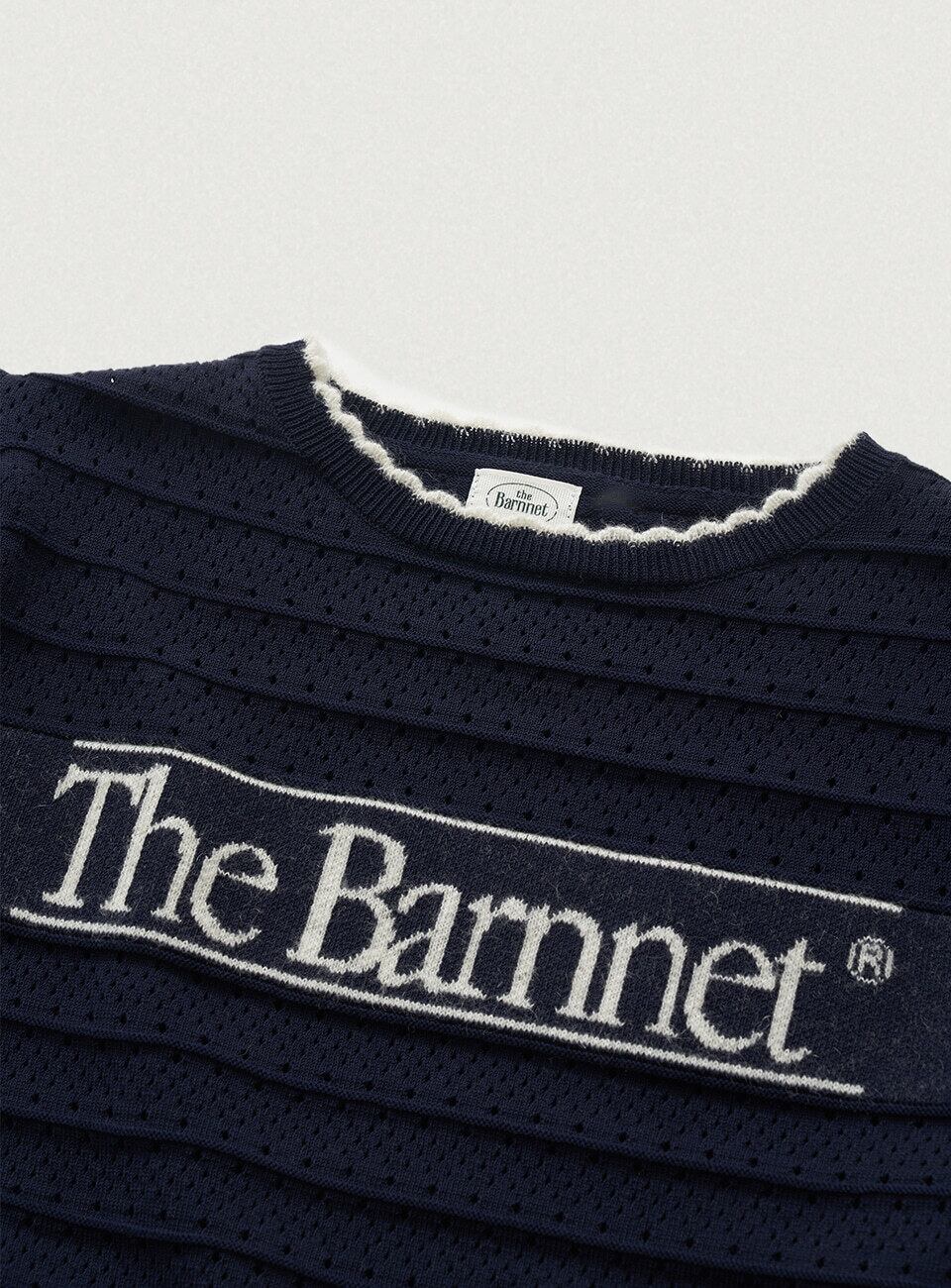 トップス The Barnnet Helen Logo Jacquard Knit Top The Barnnet] Navy Helen Logo Jacquard Knit Top 正規品 韓国ブランド