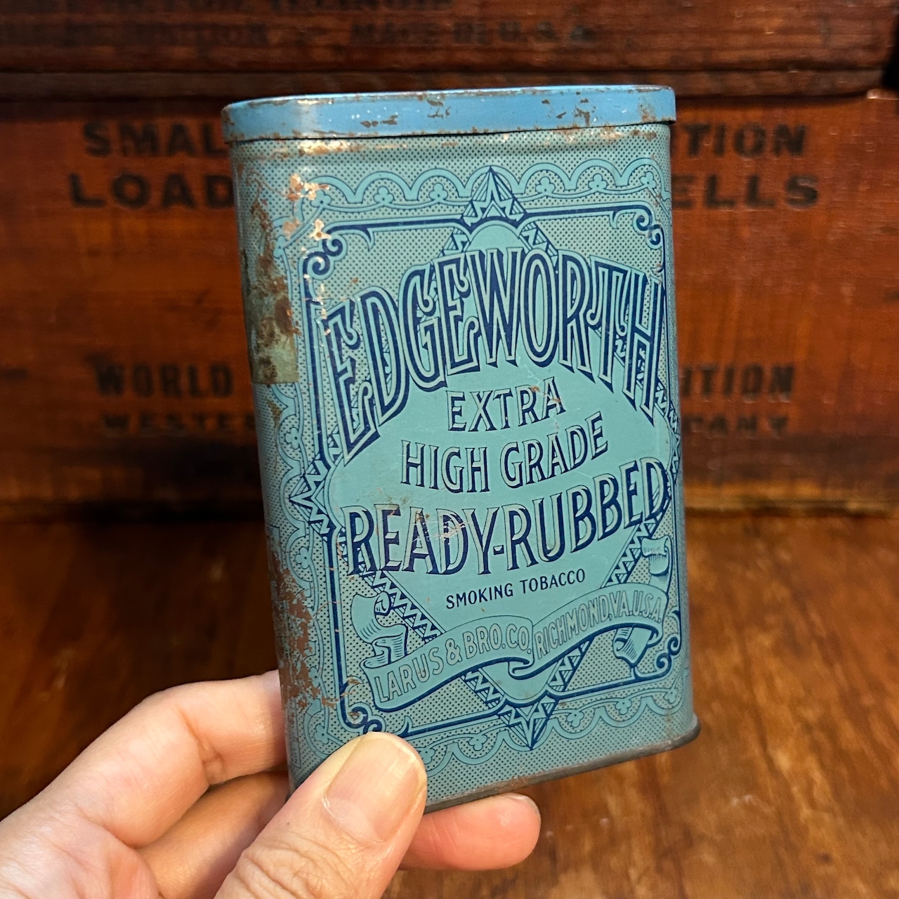 1930s エッジワース ヴィンテージ タバコ缶 Larus & Bro. Co. EDGEWORTH READY-RUBBED Vintage Tobacco Tin T-765