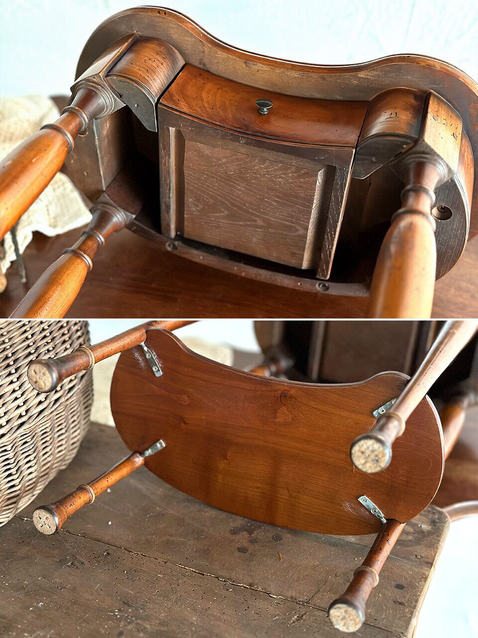 木製引き出し付き キドニーサイドテーブル 豆型テーブル | Brocante de