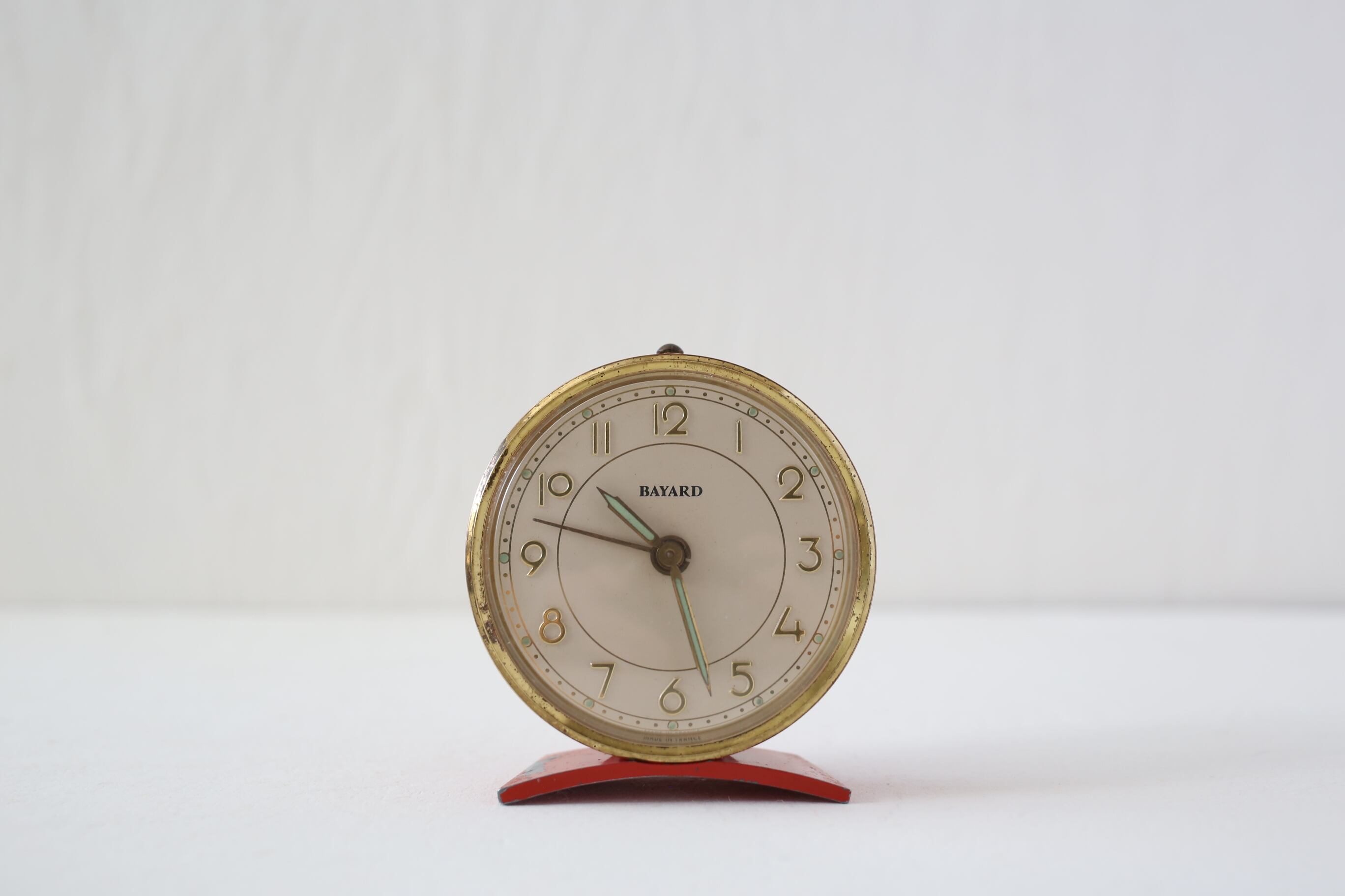 フランス アンティーク ヴィンテージ BAYARD 目覚まし時計(赤×ゴールド) N-03604