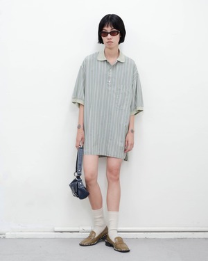 1990s Euro vintage - oversized stripe polo shirt
