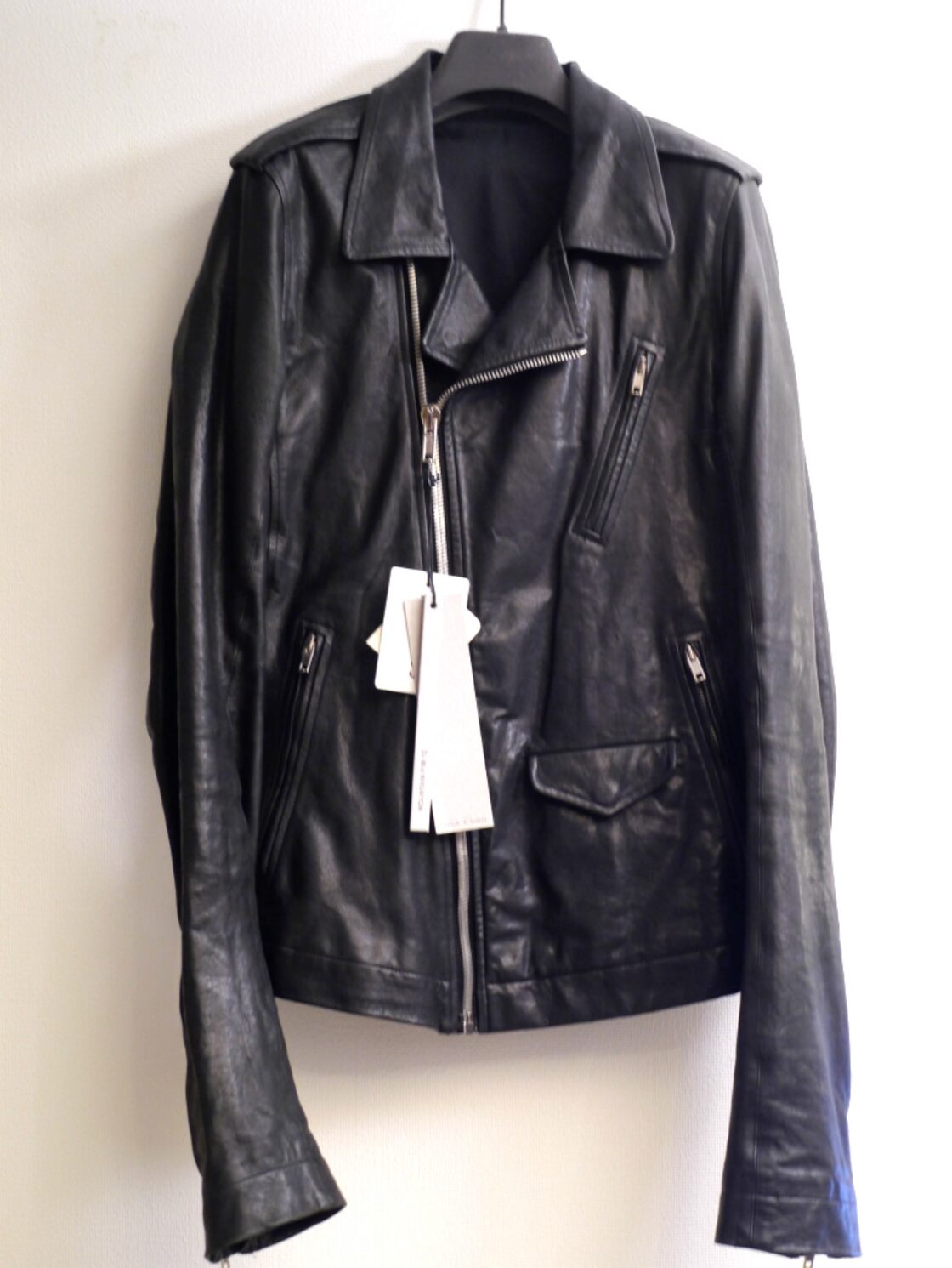 rick owens 持たす リックオウエンス バイカー レザージャケット ドレープ 