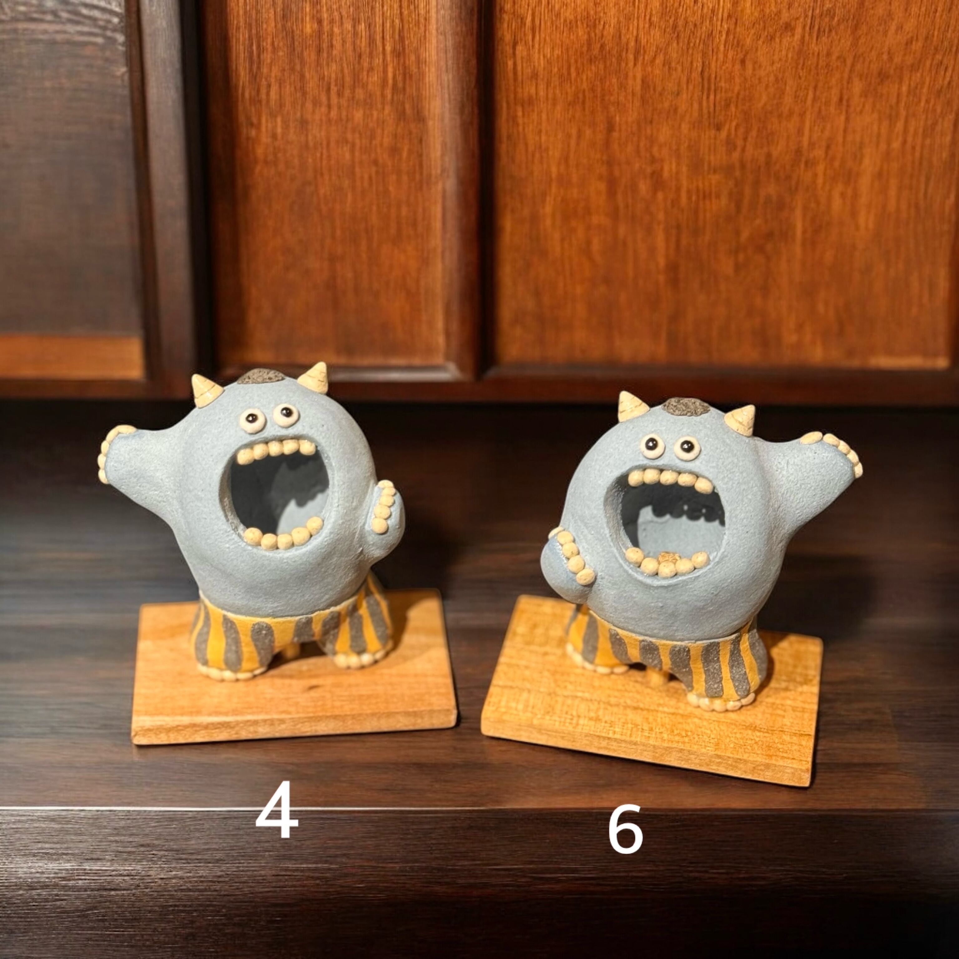 松本良太 陶器 台座付き おに | teshigotoya ねむの木の豆