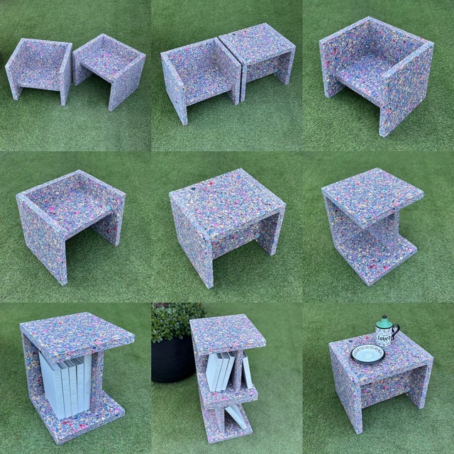 PANECO®「C-T-S-S」（chair-table-stool-shelf）| ファッションロス（廃棄衣類繊維）を家具にアップサイクル