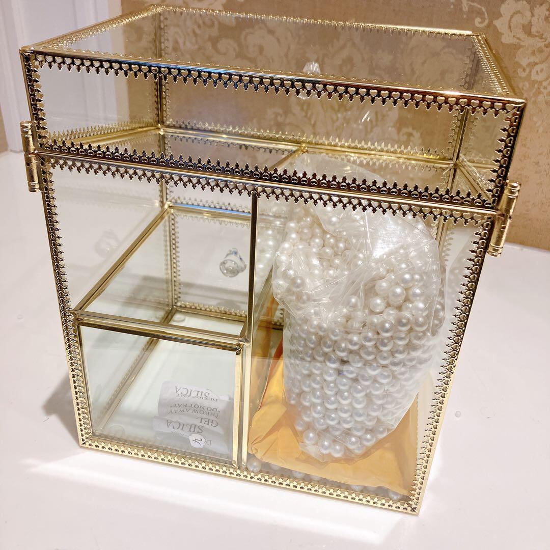 コスメボックス 収納 パール ゴールド アクセサリー 即納】メイクブラシ ゴールド 収納 ボックス ケース 引き出し 真珠風