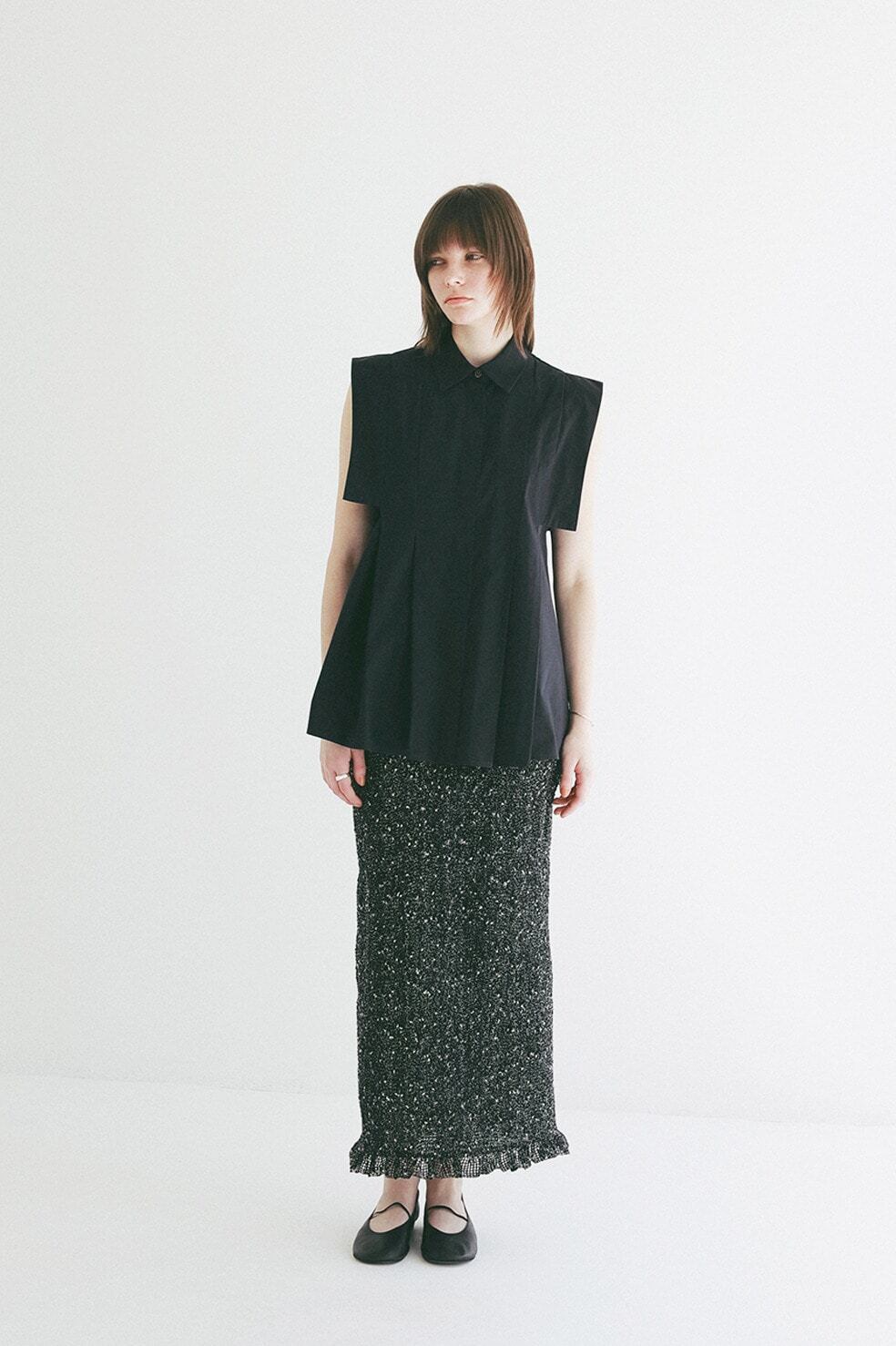 CLANE PANELL PLEAT SQUARE SLEEVE SHIRTS 3色展開 | FLICKA ASHIYA