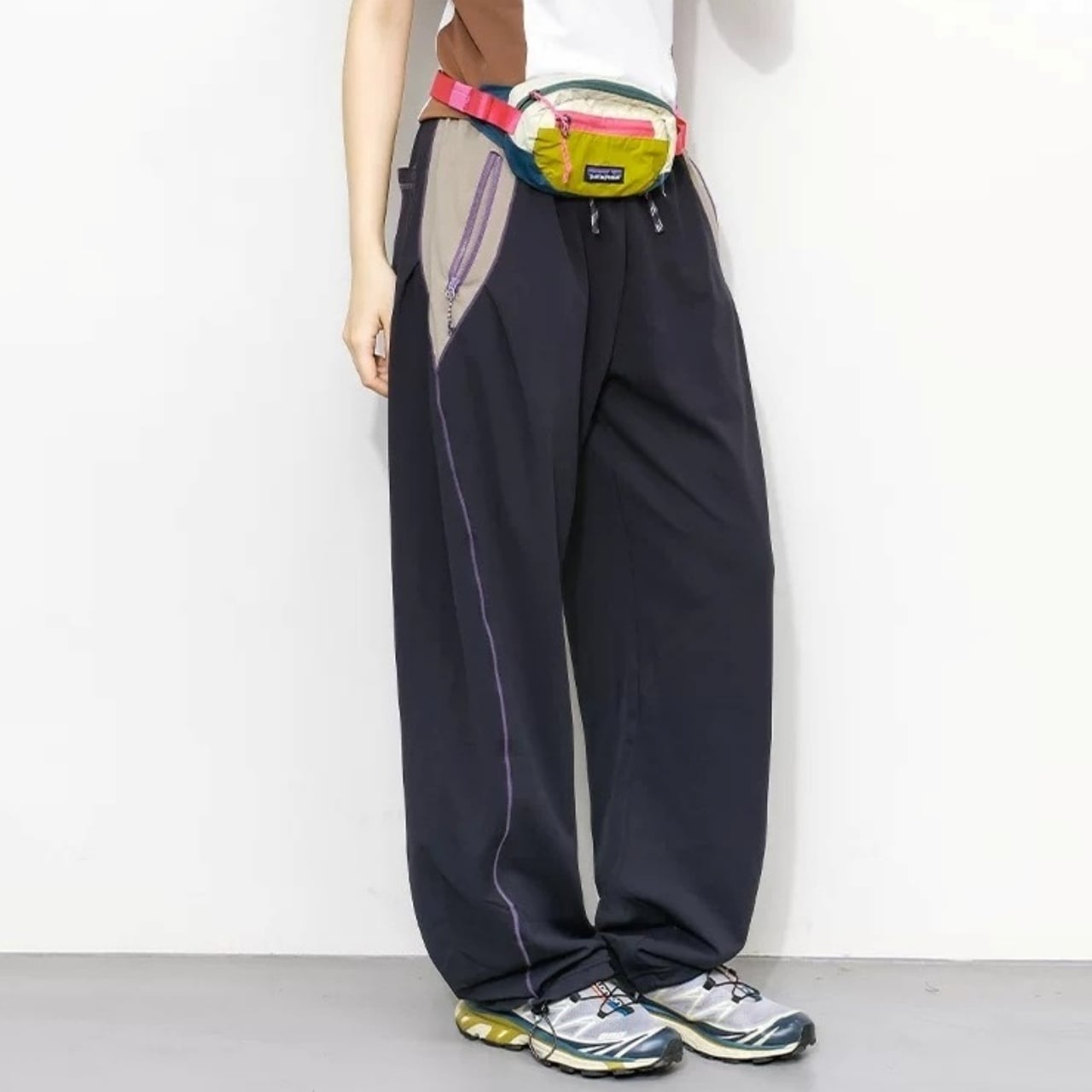 ステッチサイドラインワイドパンツ C01319