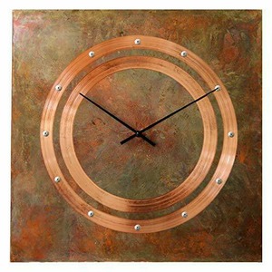 インテリア　メタルクロック Patinated Copper Rustic Square Large Wall Clock 20-inch -