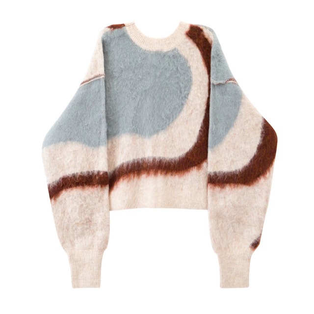Graphic Pattern Cropped Knit 01507