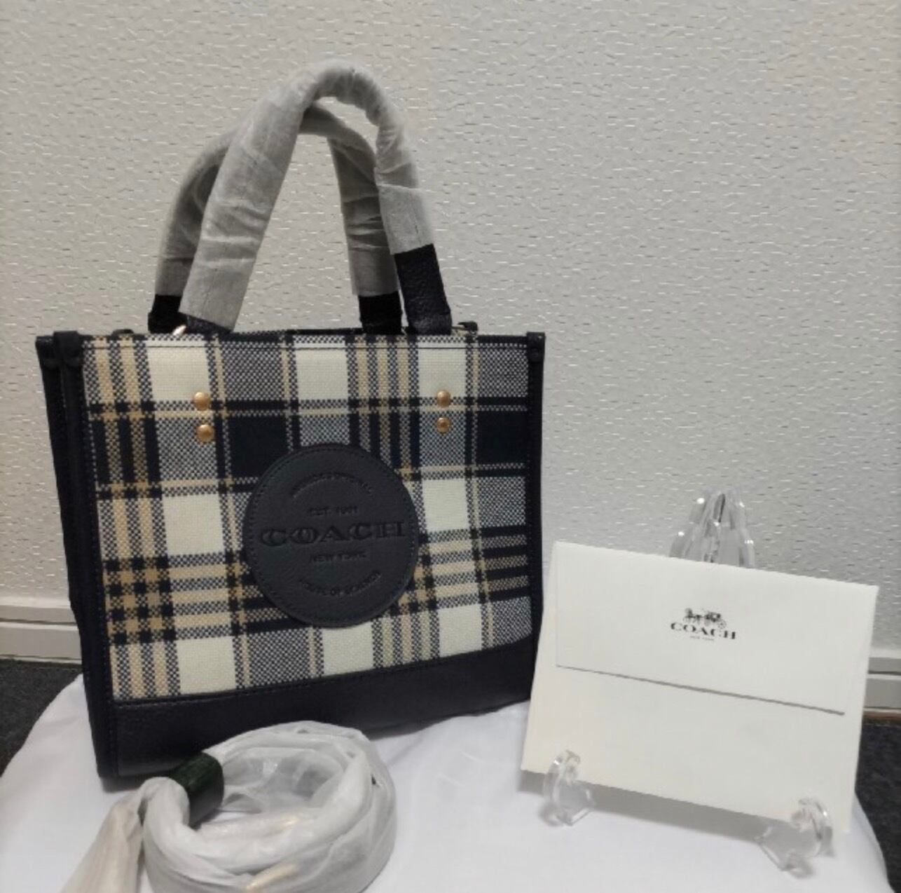 COACH コーチ トートバッグ デンプシー チェック ネイビー 