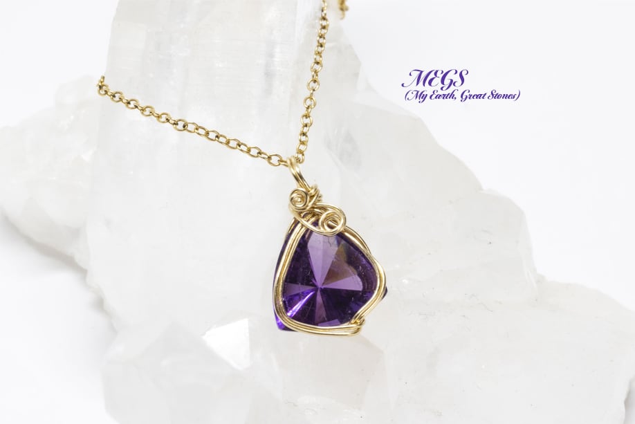 アンダラクリスタルとアメジストのワイヤージュエリーネックレス✧2月