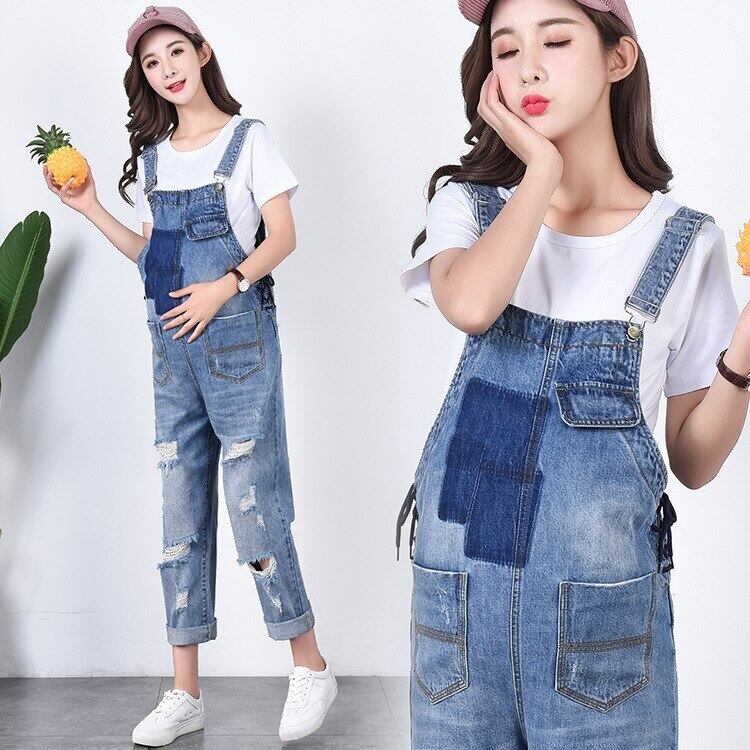 【新作】【送料無料】 妊娠ブレースサスペンダージャンプスーツロンパーデニムオーバーオールマタニティジーンズストラップパンツ妊娠中の女性の服 expec568566210562