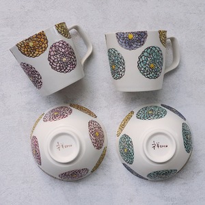 波佐見焼　スープマグ　花花（ブルー・ピンク）5-028