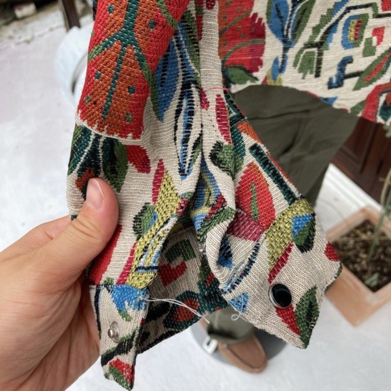 TOPANGA Men's 　ジャガードフラワーシャツジャケット　ベージュ